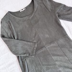 Altar'd State Vegan Faux Suede Dress Women's SMALL Olive Green. Fall. Pockets